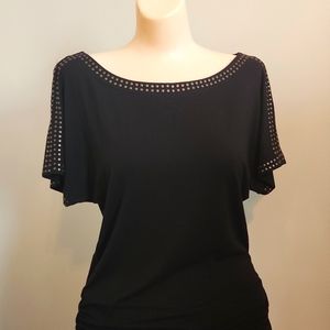 Grace Women's Small Black Tee With Rivet Detail